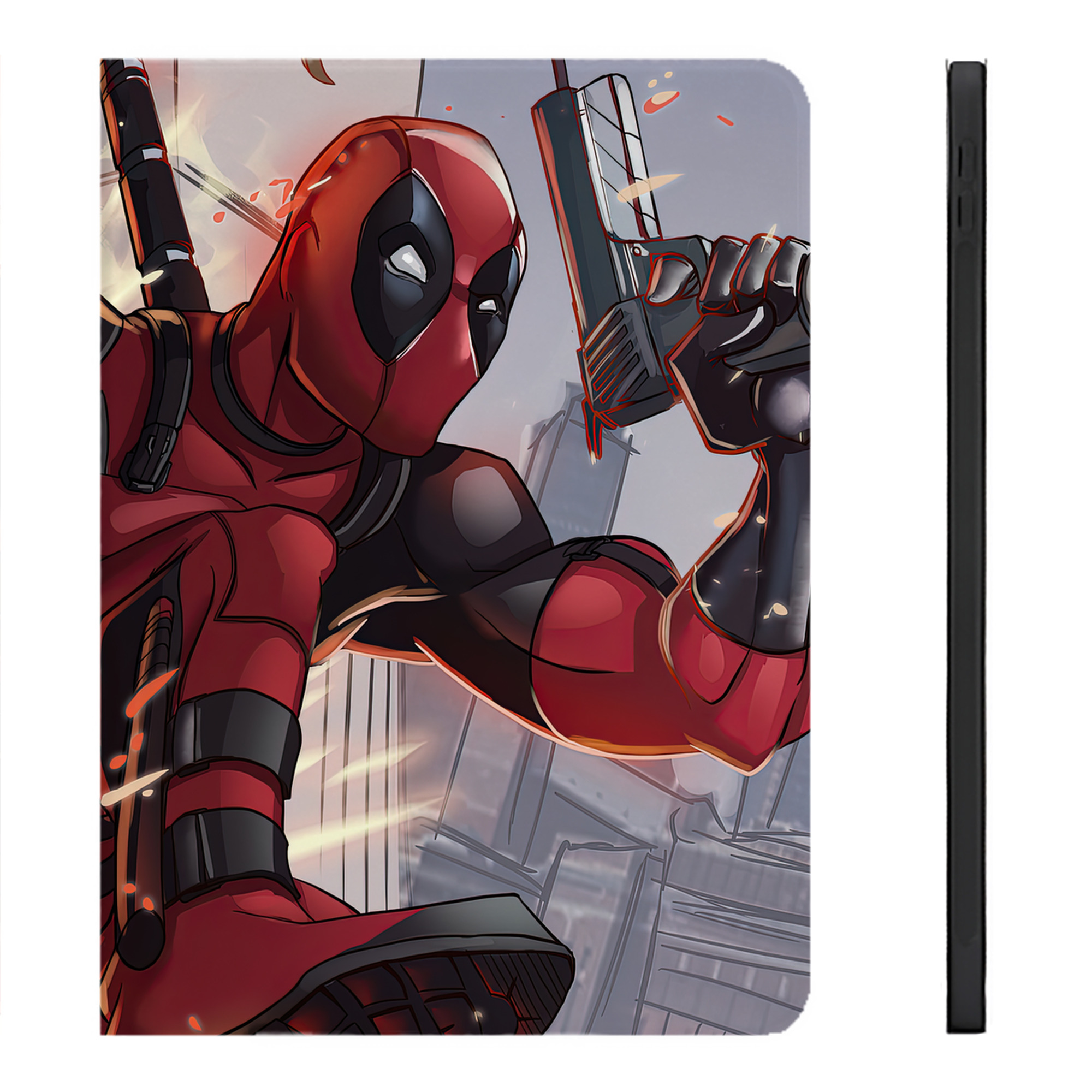 （画像用） Deadpool デッドプール IPadケース ペンホルダー付き ブックスタイルデザイン